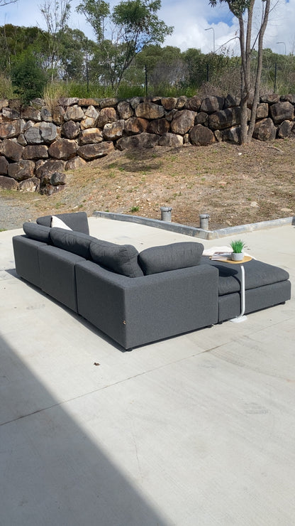 Harmony Cloud Charcoal 3 Piece Modular Sofa w/Ottoman