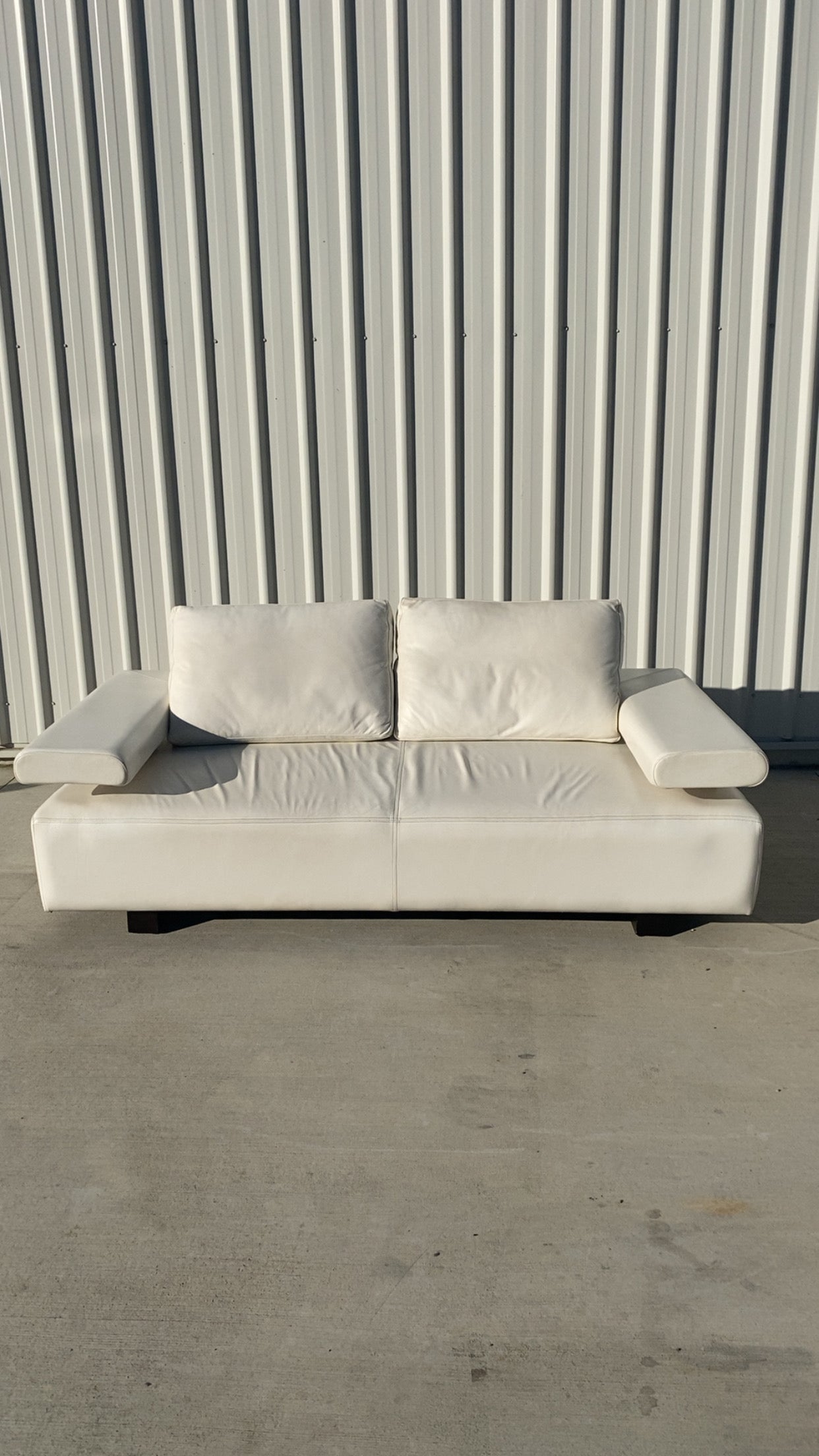 Ex KING LIVING STRATA White Leather 2.5 Seater Sofa