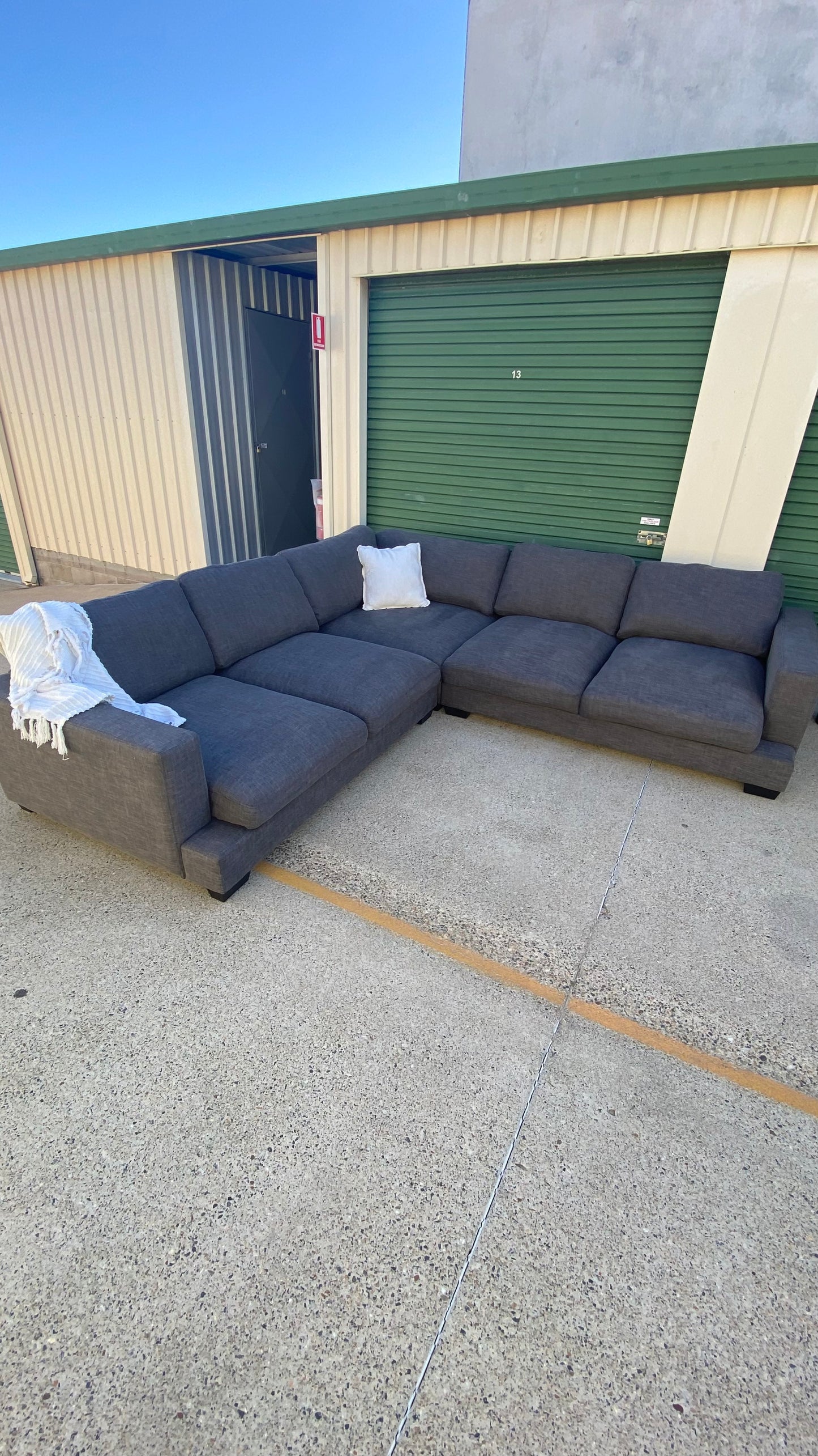 Ex Amart Holloway Deep Seated Charcoal Grey Corner Lounge Suite