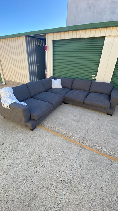 Ex Amart Holloway Deep Seated Charcoal Grey Corner Lounge Suite