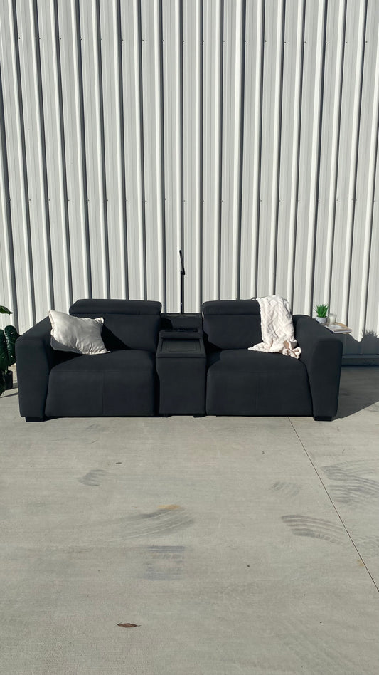 Premium Navy 2-Seater Electric Reclining Suite