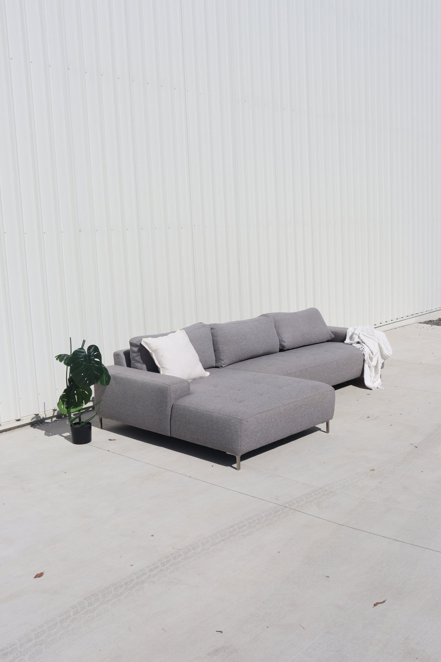 Large Premium L Shape Grey Sofa