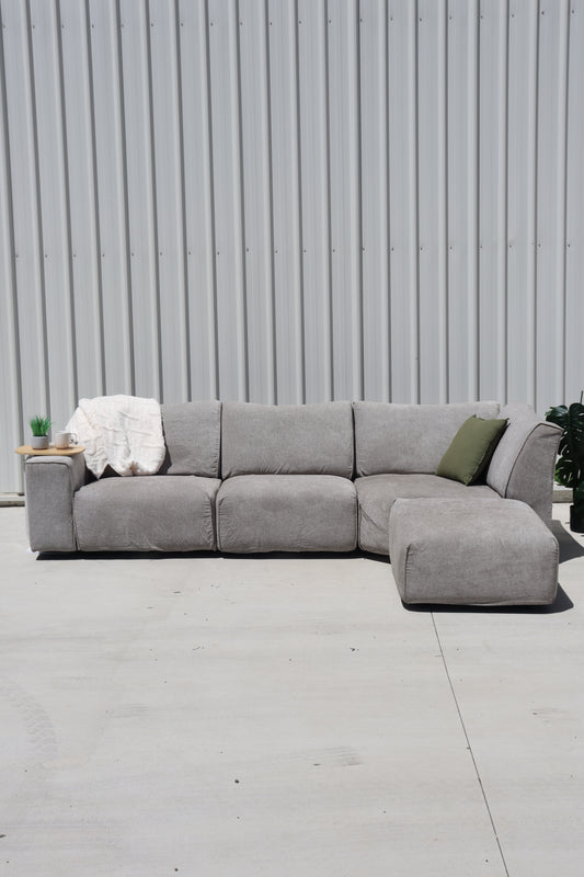 Ex Koala Modern Modular 4.5 Seater Grey Sofa w/Ottoman