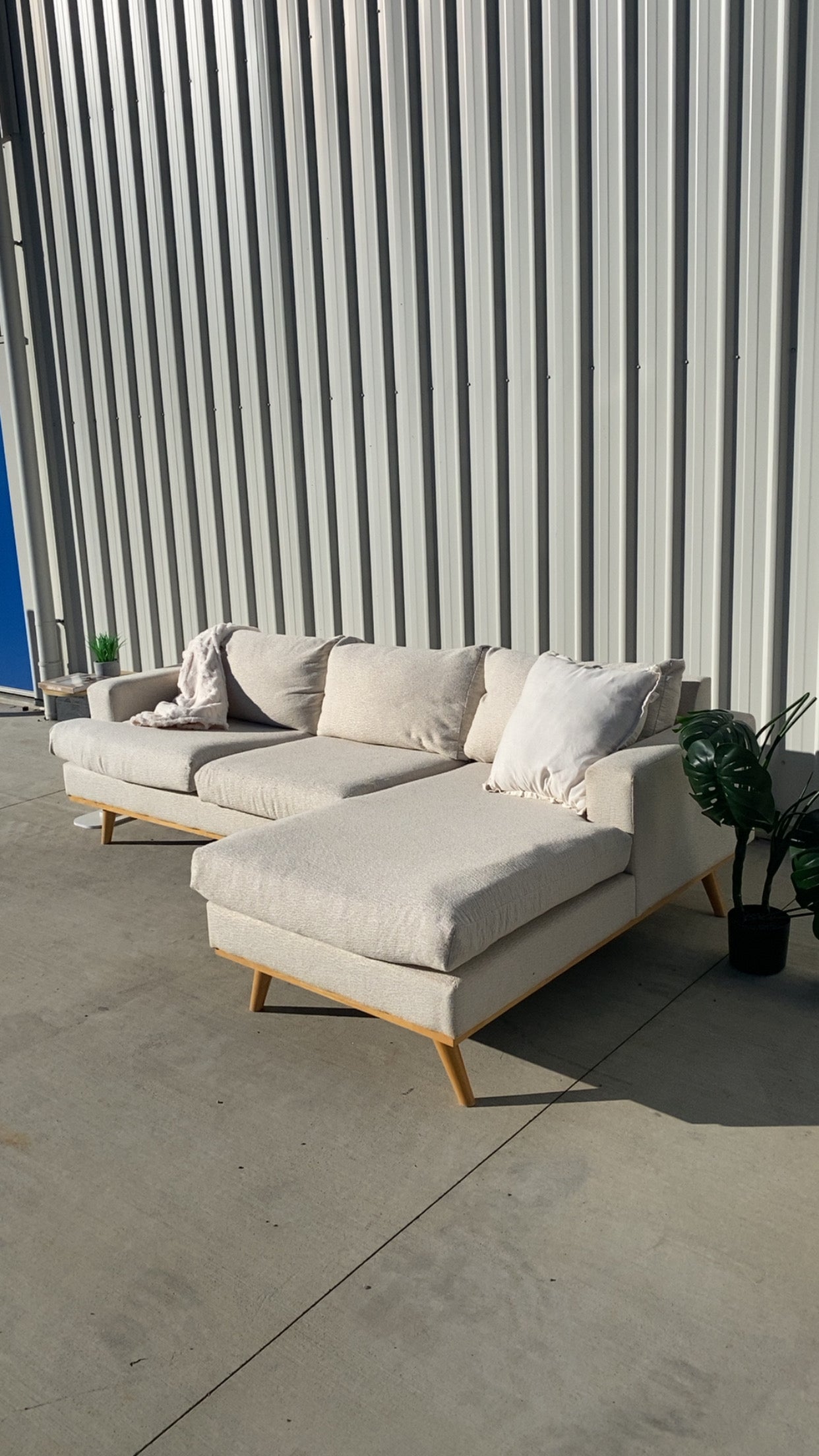 Ex Fantastic Furniture Marella L Shape Biege Sofa
