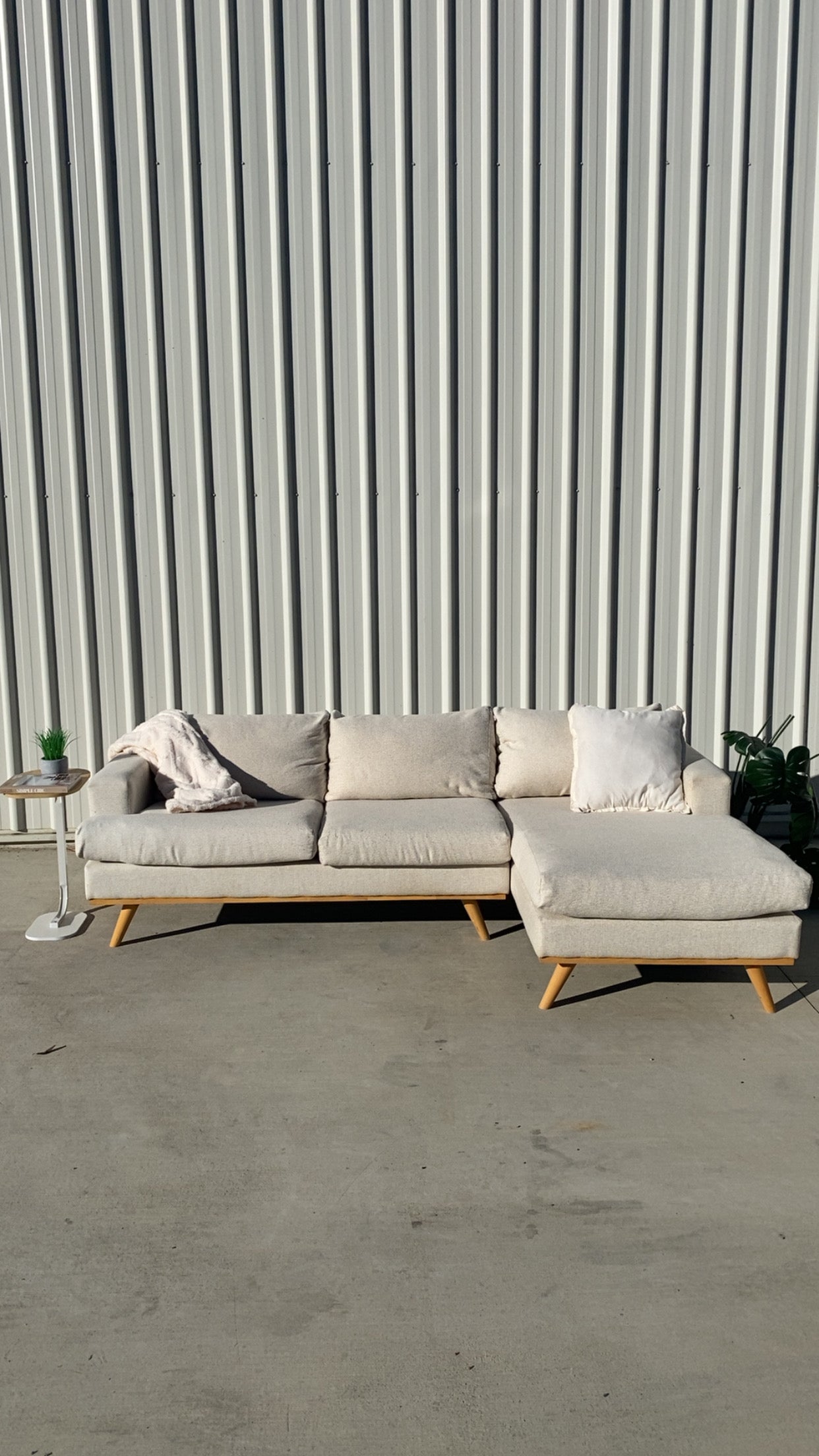 Ex Fantastic Furniture Marella L Shape Biege Sofa