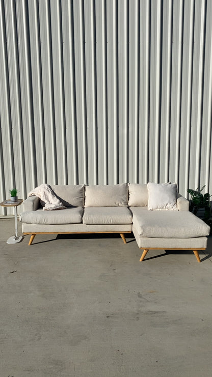 Ex Fantastic Furniture Marella L Shape Biege Sofa