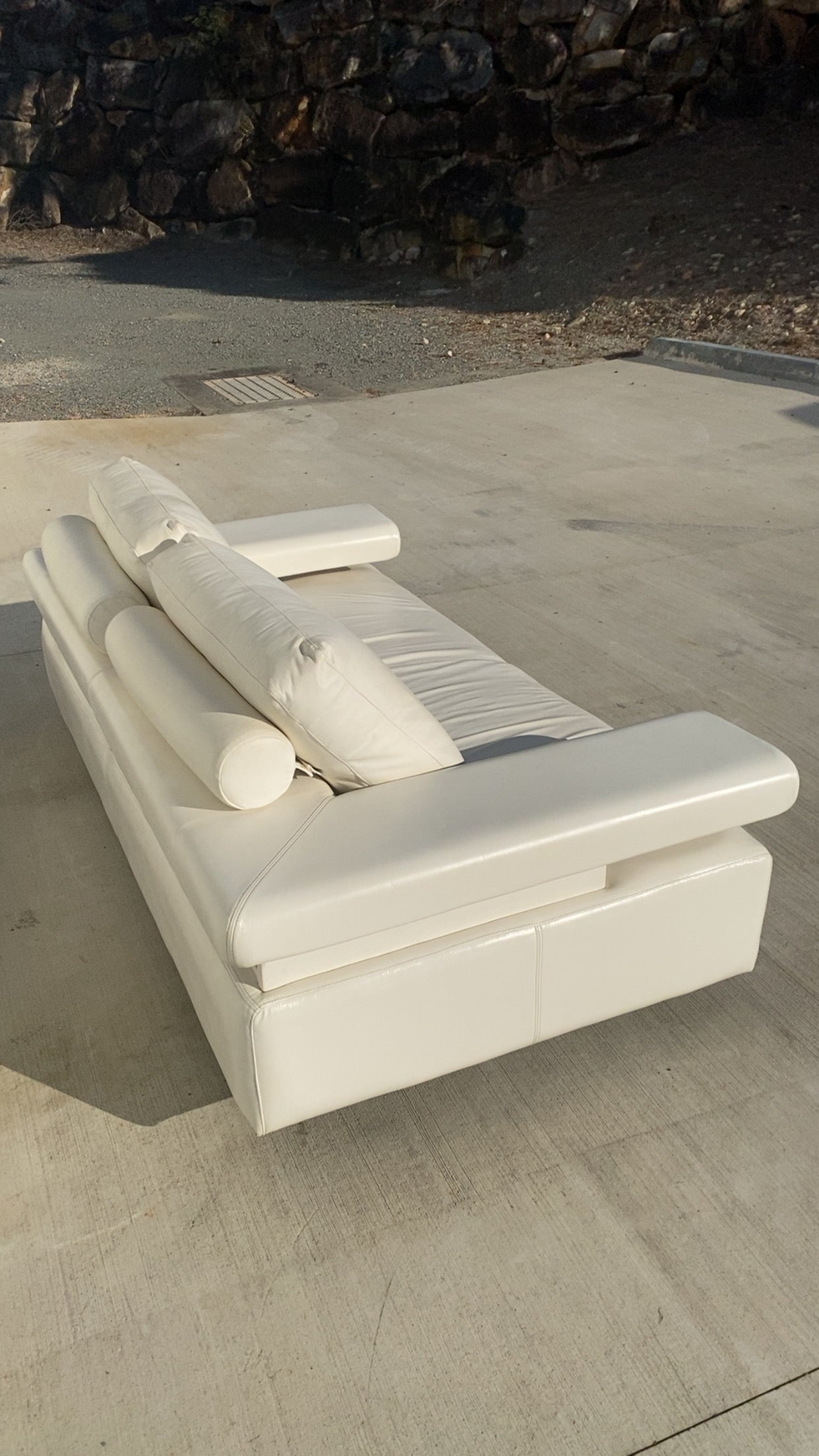 Ex KING LIVING STRATA White Leather 2.5 Seater Sofa