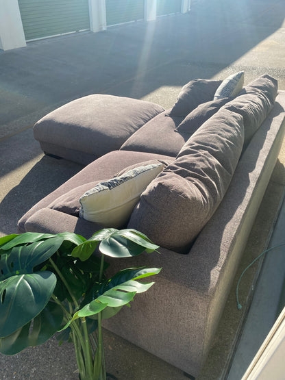 3 Seater Sofa w/Ottoman *Brown*