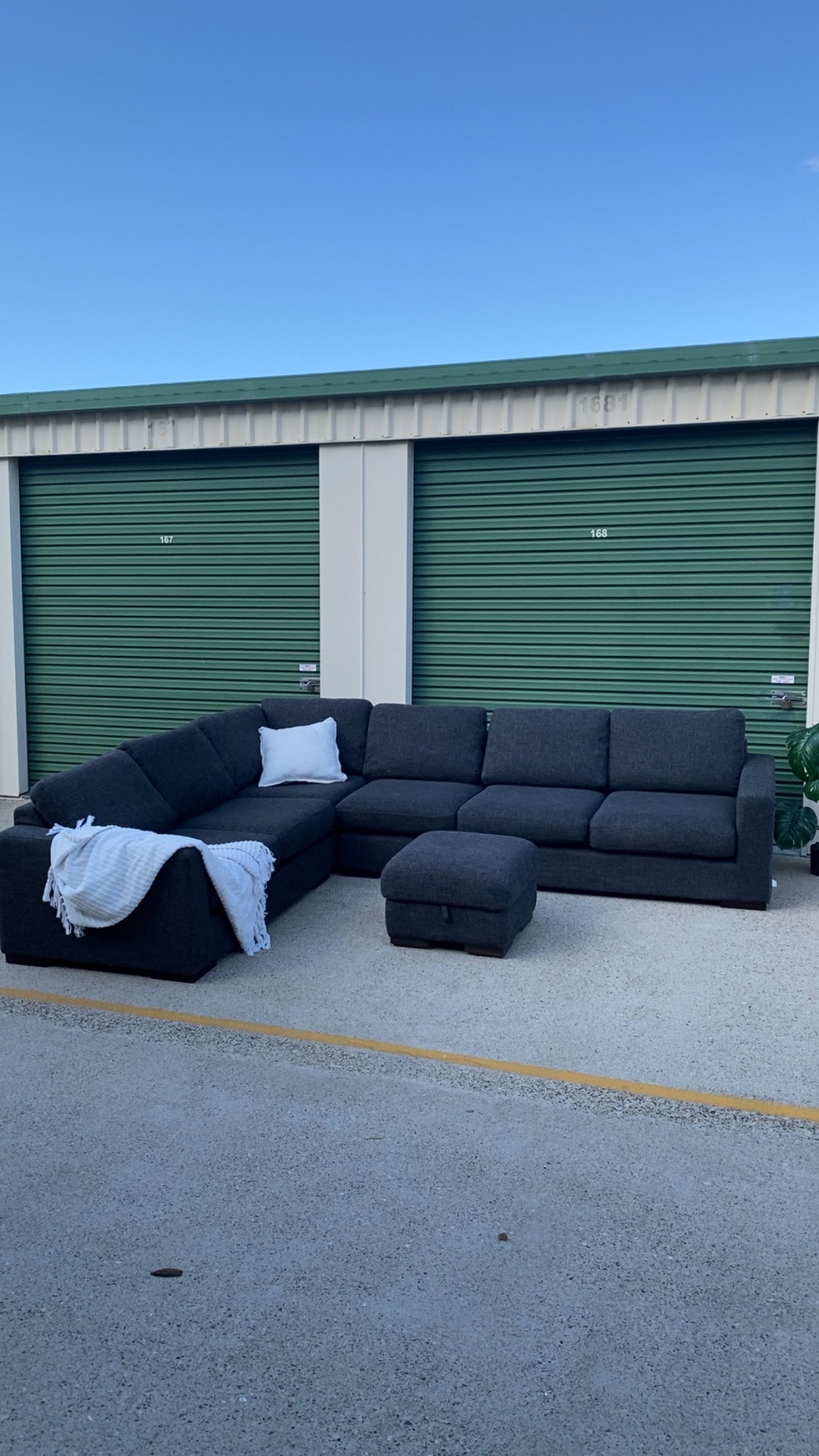 Ex FREEDOM 6 Seater Charcoal Corner Modular Sofa + Ottoman