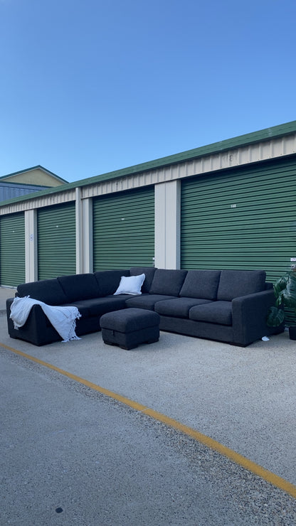 Ex FREEDOM 6 Seater Charcoal Corner Modular Sofa + Ottoman