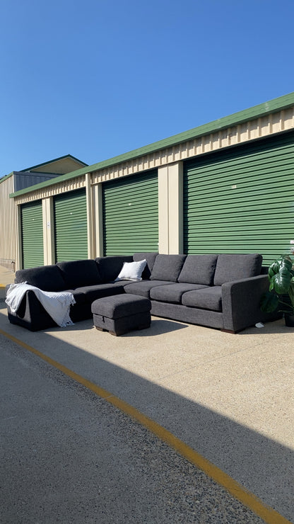 Ex FREEDOM 6 Seater Charcoal Corner Modular Sofa + Ottoman