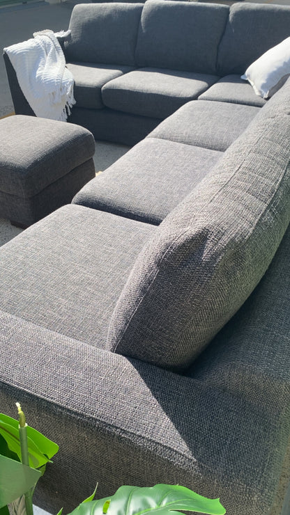 Ex FREEDOM 6 Seater Charcoal Corner Modular Sofa + Ottoman