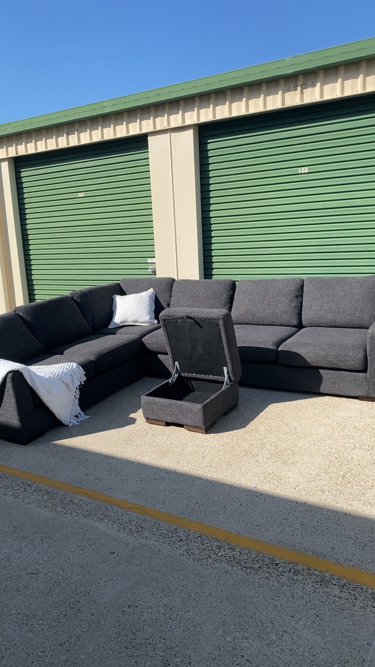 Ex FREEDOM 6 Seater Charcoal Corner Modular Sofa + Ottoman