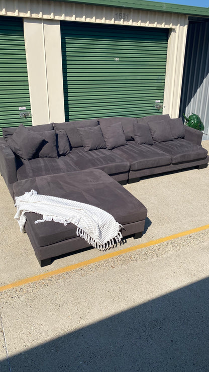 Ex Harvey Norman Manhatten 4 Seater Charcoal Grey Modular Sofa