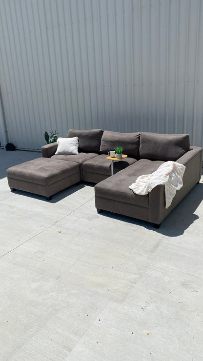 5 Seater Dark Grey Modular Sofa + Ottoman