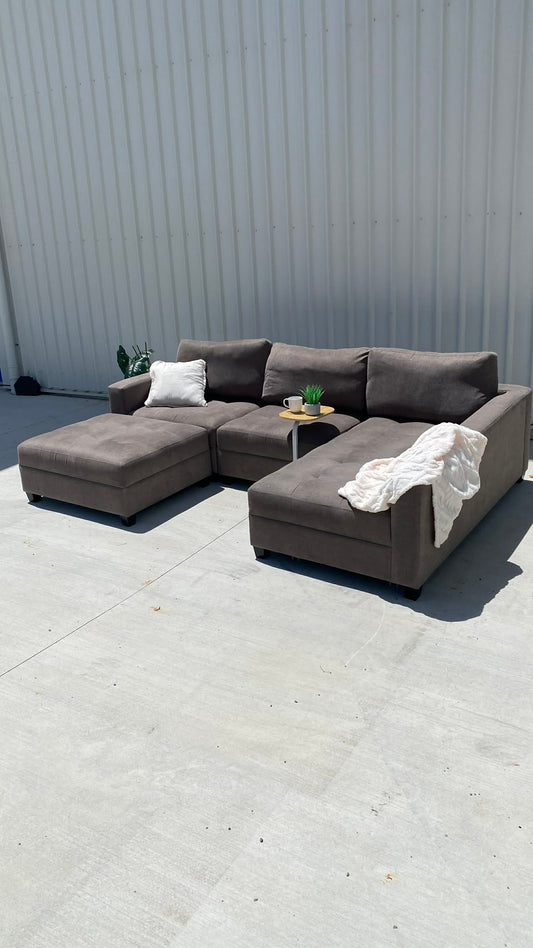 5 Seater Dark Grey Modular Sofa + Ottoman