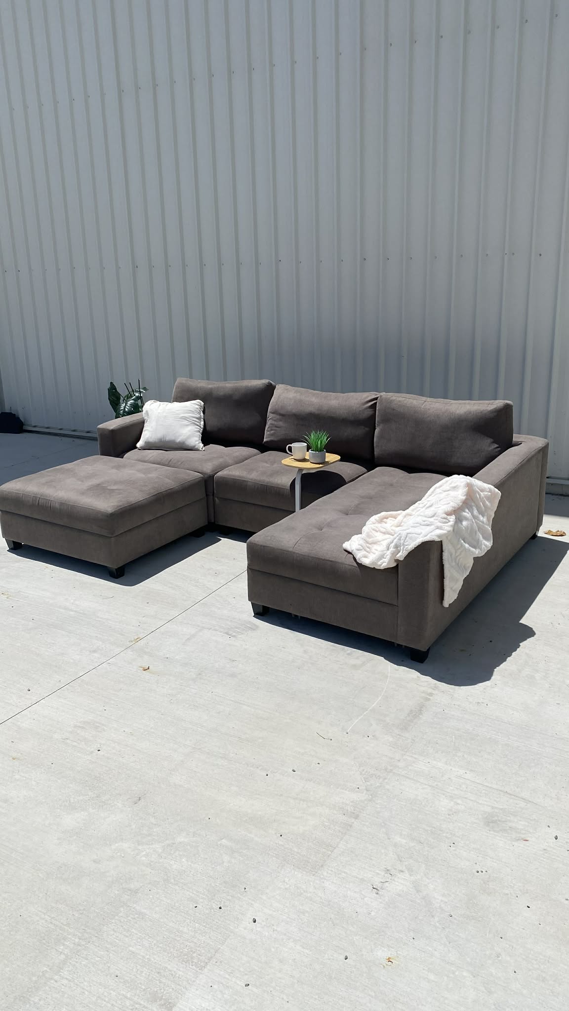 5 Seater Dark Grey Modular Sofa + Ottoman
