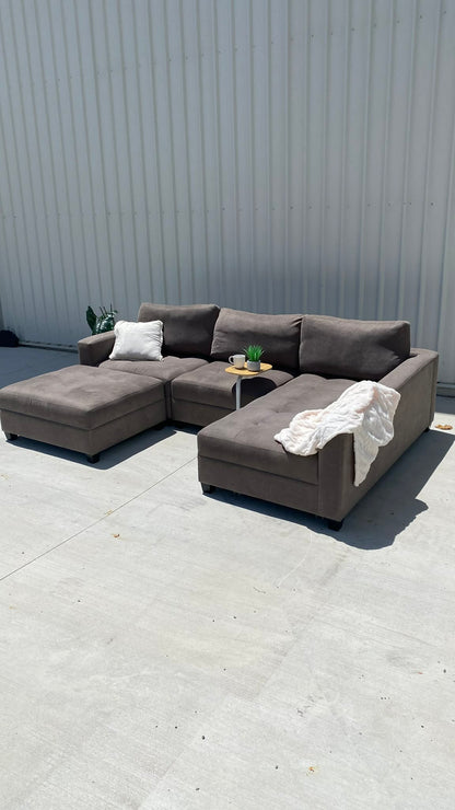 5 Seater Dark Grey Modular Sofa + Ottoman