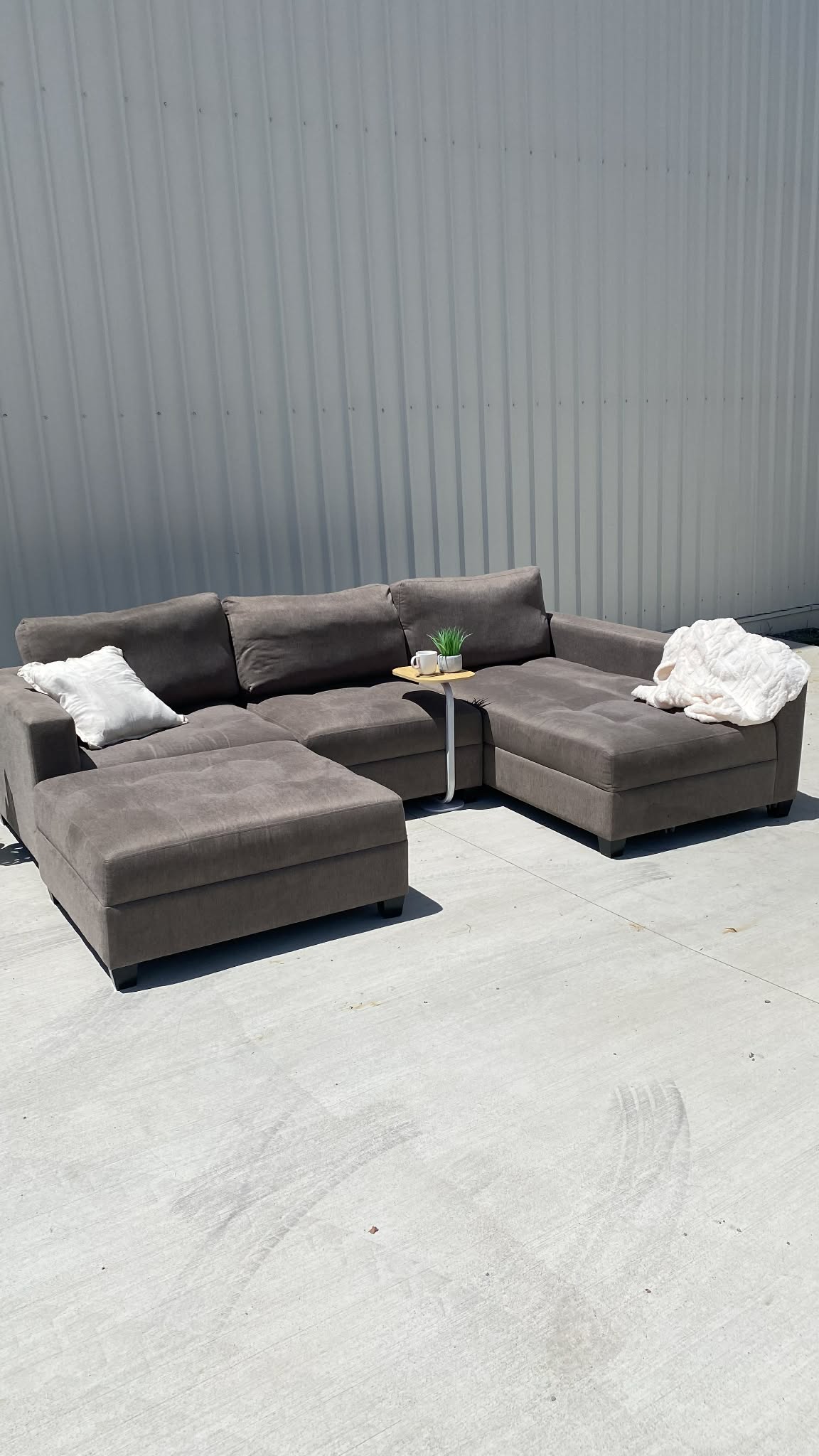5 Seater Dark Grey Modular Sofa + Ottoman