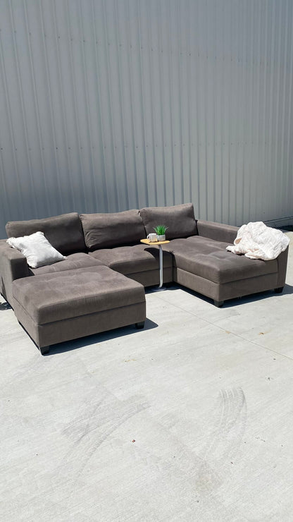 5 Seater Dark Grey Modular Sofa + Ottoman