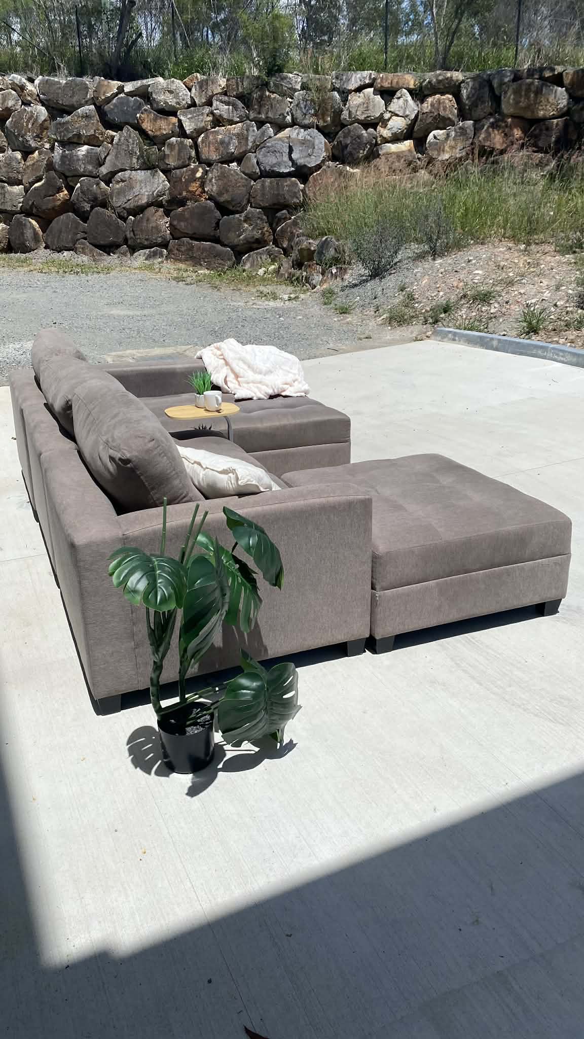 5 Seater Dark Grey Modular Sofa + Ottoman