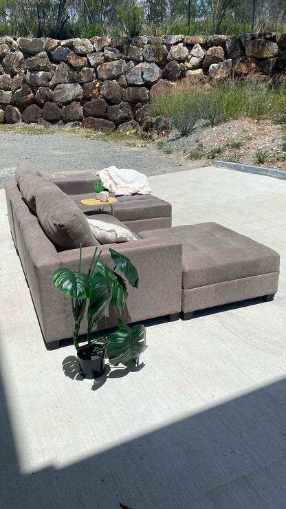 5 Seater Dark Grey Modular Sofa + Ottoman