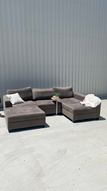 5 Seater Dark Grey Modular Sofa + Ottoman