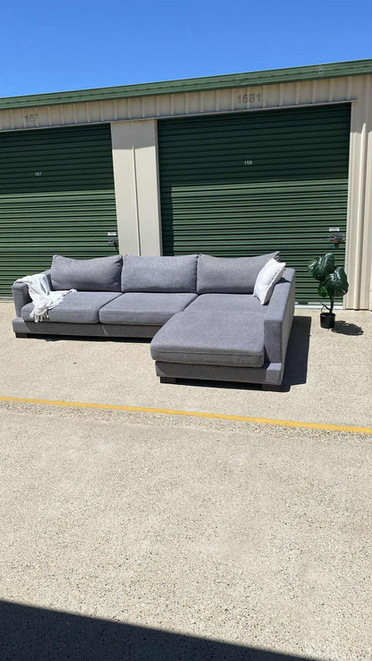 4 Seater Deep Seated Modular Grey Sofa w/Chaise
