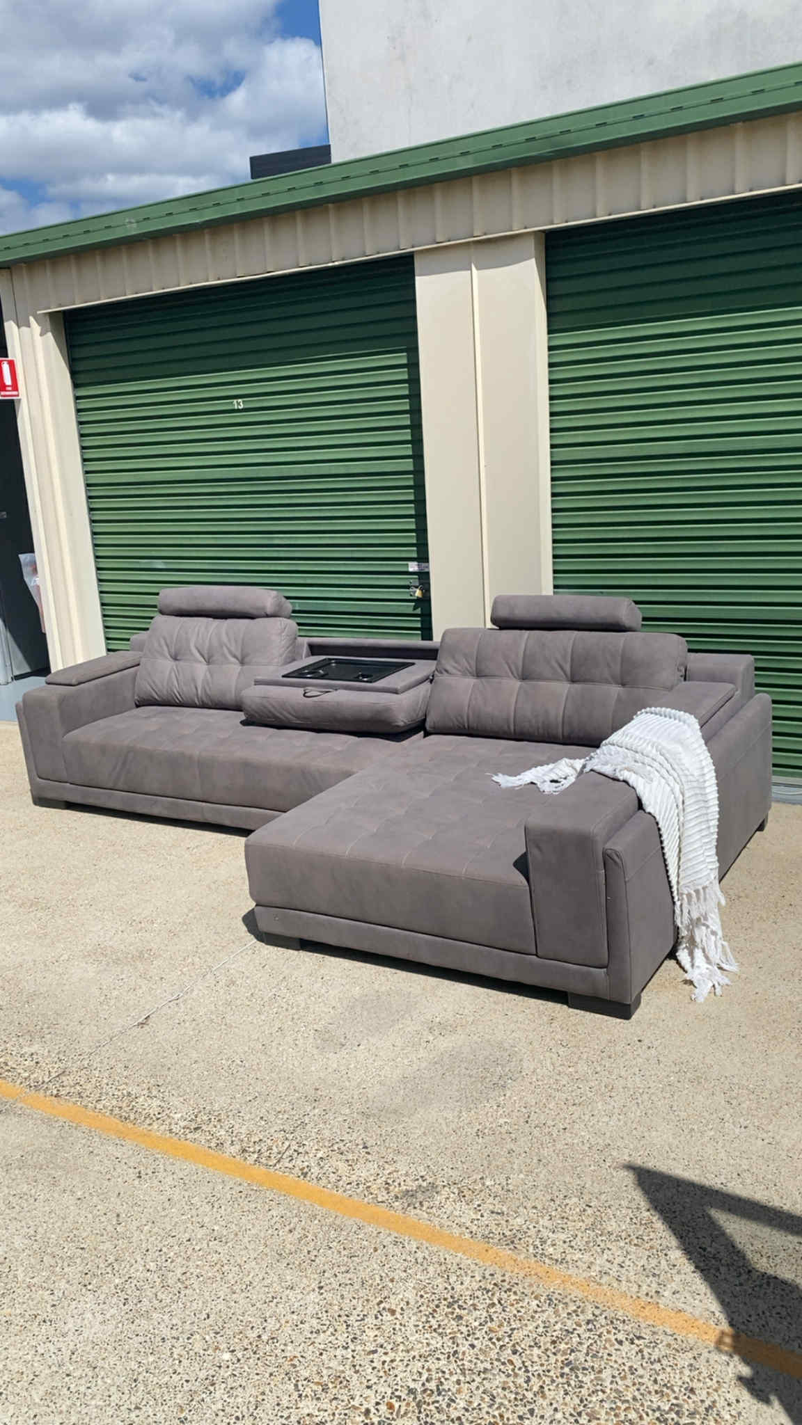 Ex Amart Premium L Seater w/Adjustable Headrests + Storage