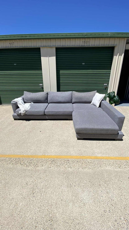 4 Seater Deep Seated Modular Grey Sofa w/Chaise