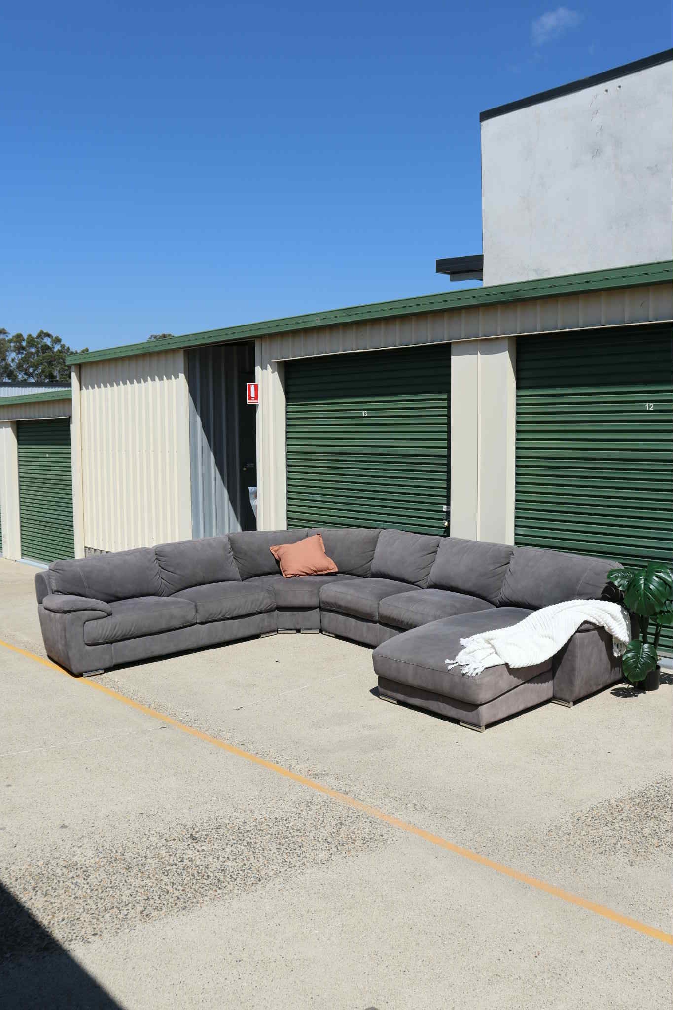6 Seater Suede Corner Lounge Suite *Grey*
