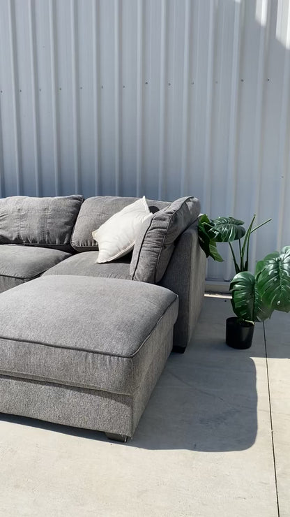 Modular 4 Piece Grey Sofa w/Ottoman